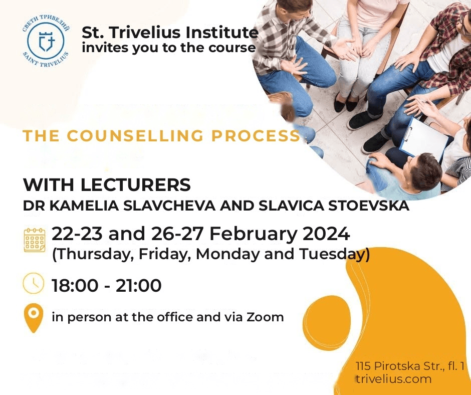 The Counselling Process · Dr Kameliya Slavcheva · Slavica Stoevska · 22–23 and 26–27 February 2024 · 18:00–21:00